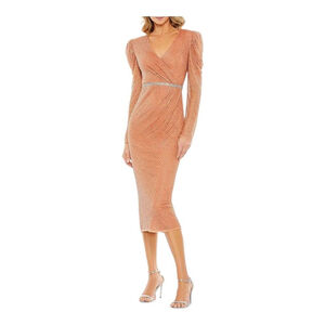 Mac Duggal Copper Beaded Midi Dress Plus Size 20